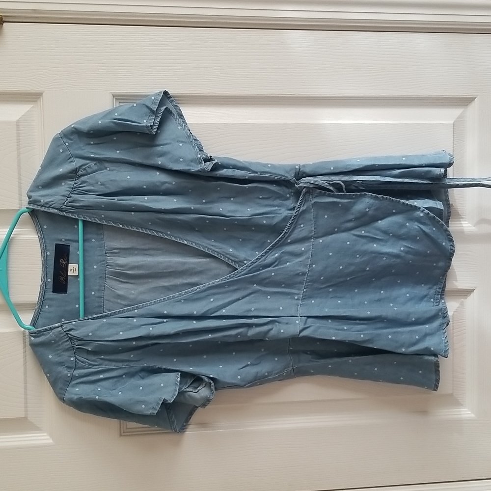 NWOT Blue Rain Chambray Wrap Top